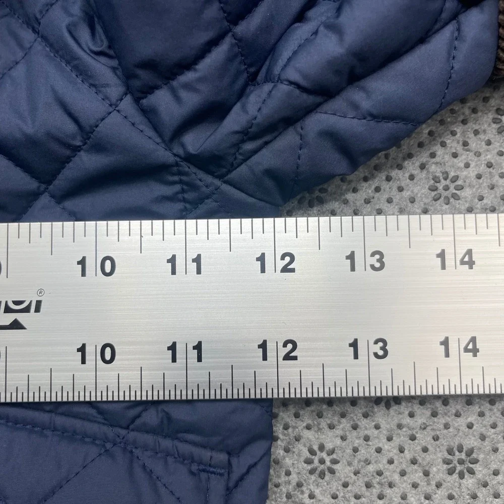 Ralph Lauren Kids Navy Blue Quilted Hooded Barn Jacket Corduroy Trim‎ 9M